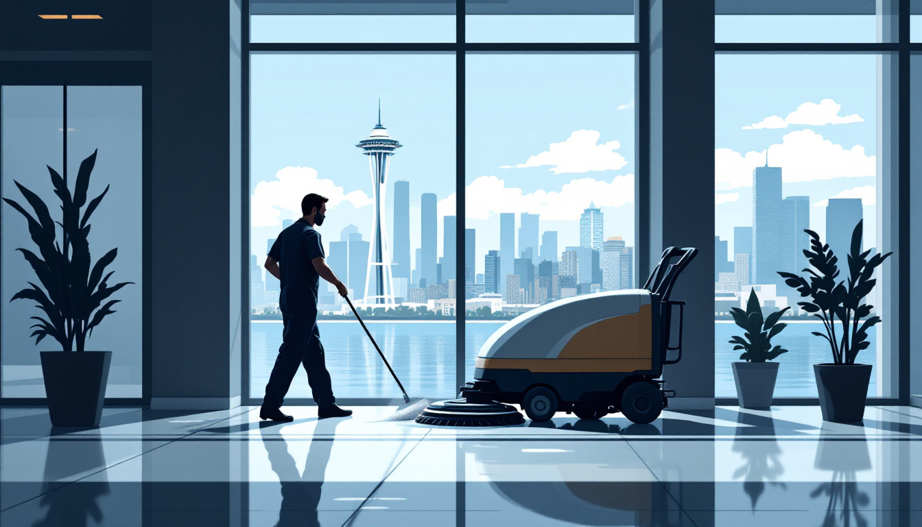 Commercial janitorial / building services in Washington: route density, recurring contracts, healthcare EVS, M&A activity