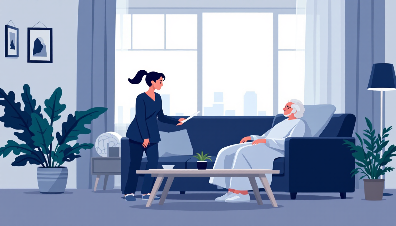 Home health and hospice in West Virginia: caregiver visiting elderly patient, in-home nursing, PE roll-up activity