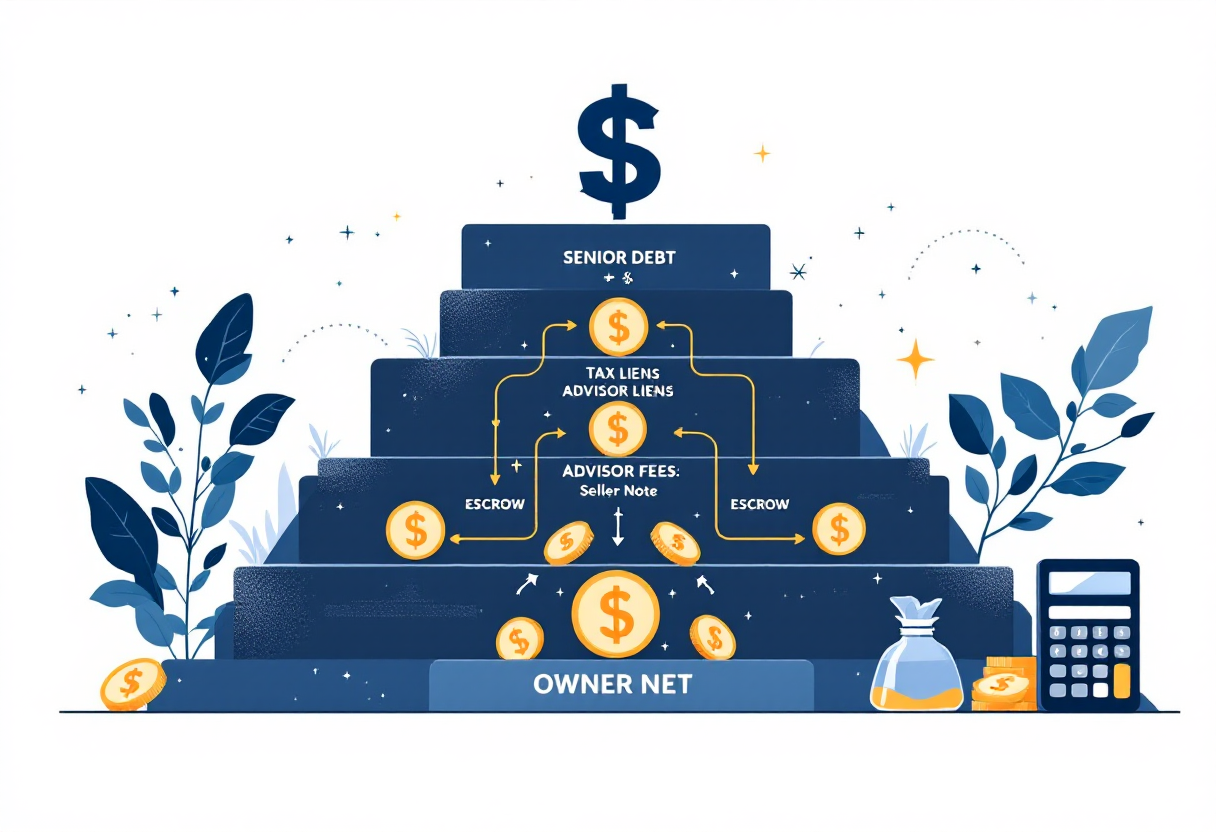 Proceeds waterfall in a business sale