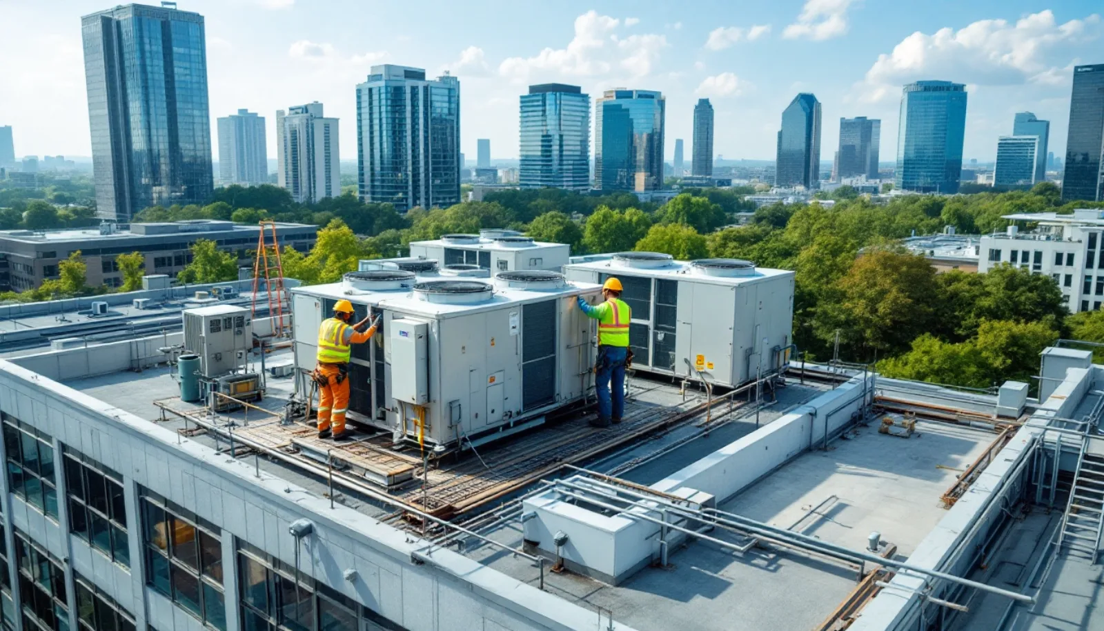 Commercial chiller plant and mechanical room