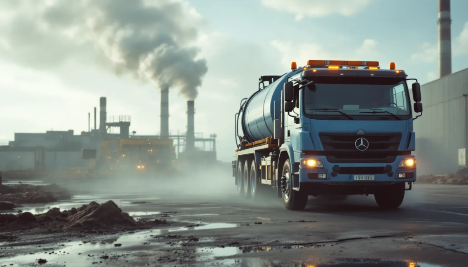 Hazardous waste drums staged for transport