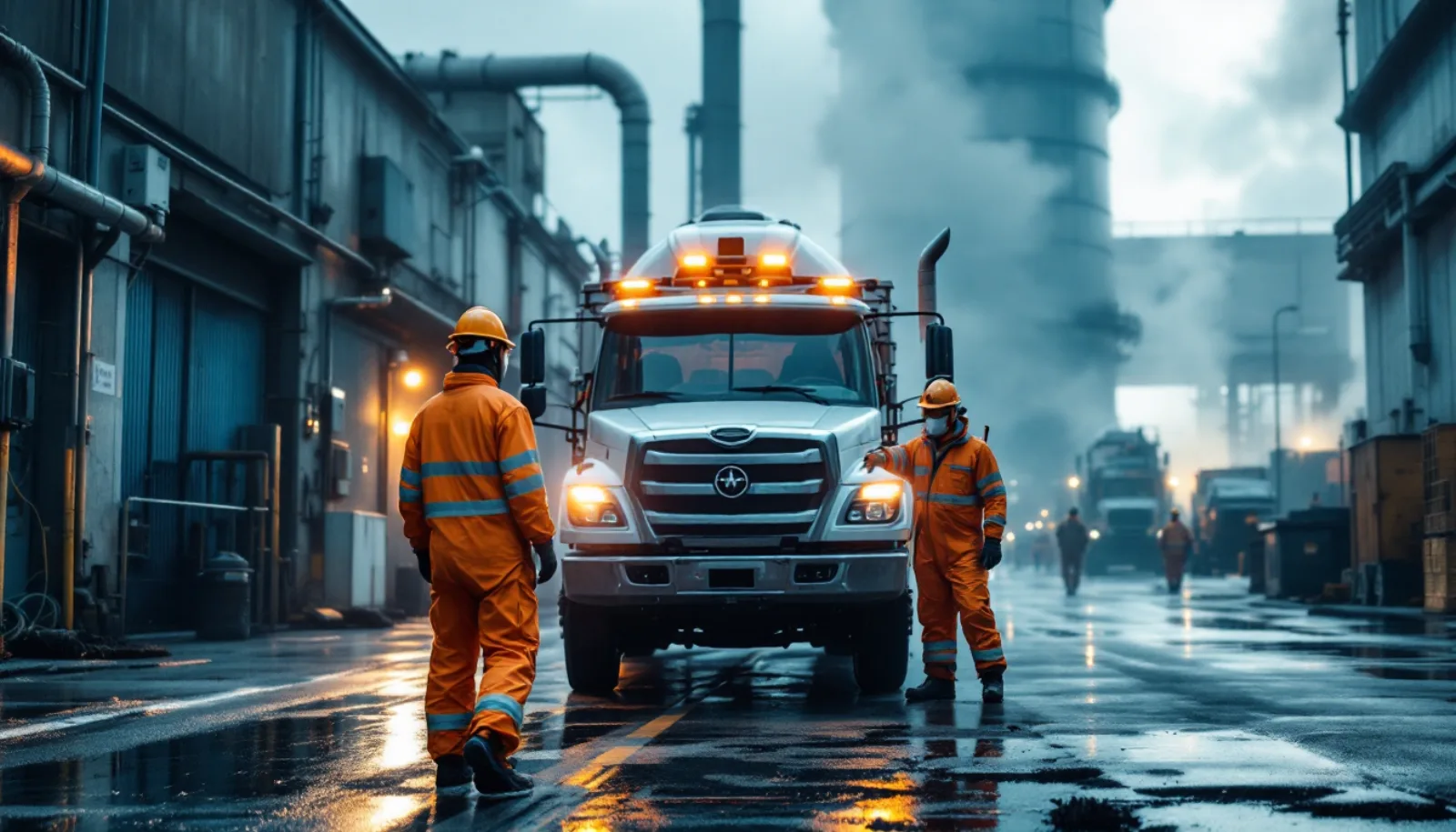Vacuum truck and remediation crew on site