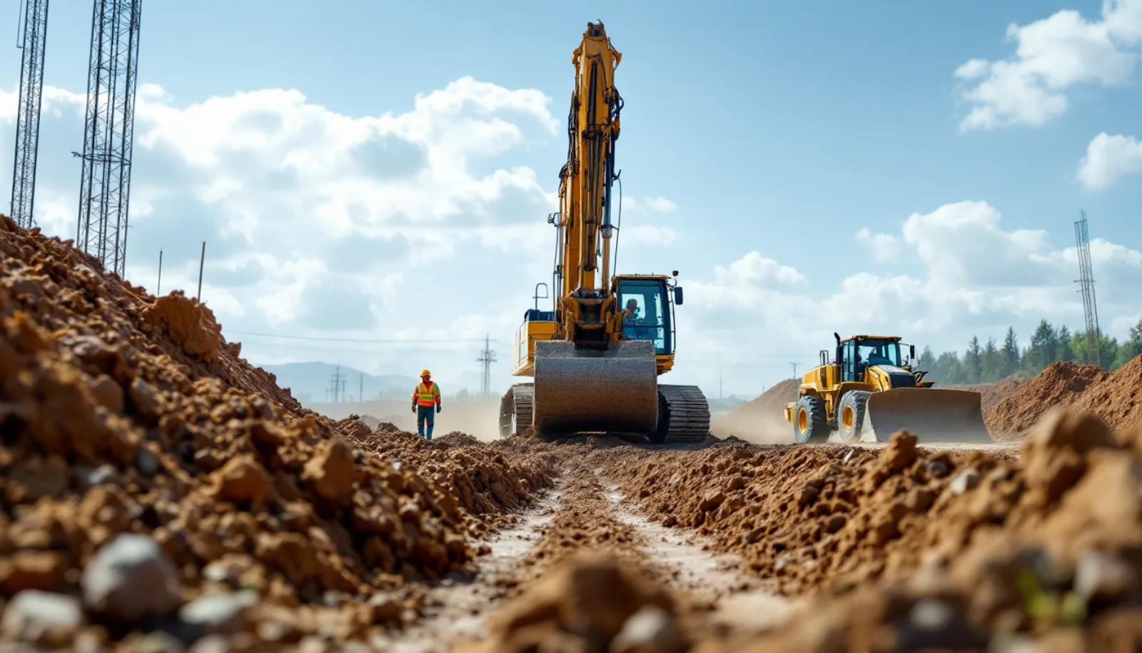Underground utility installation crew