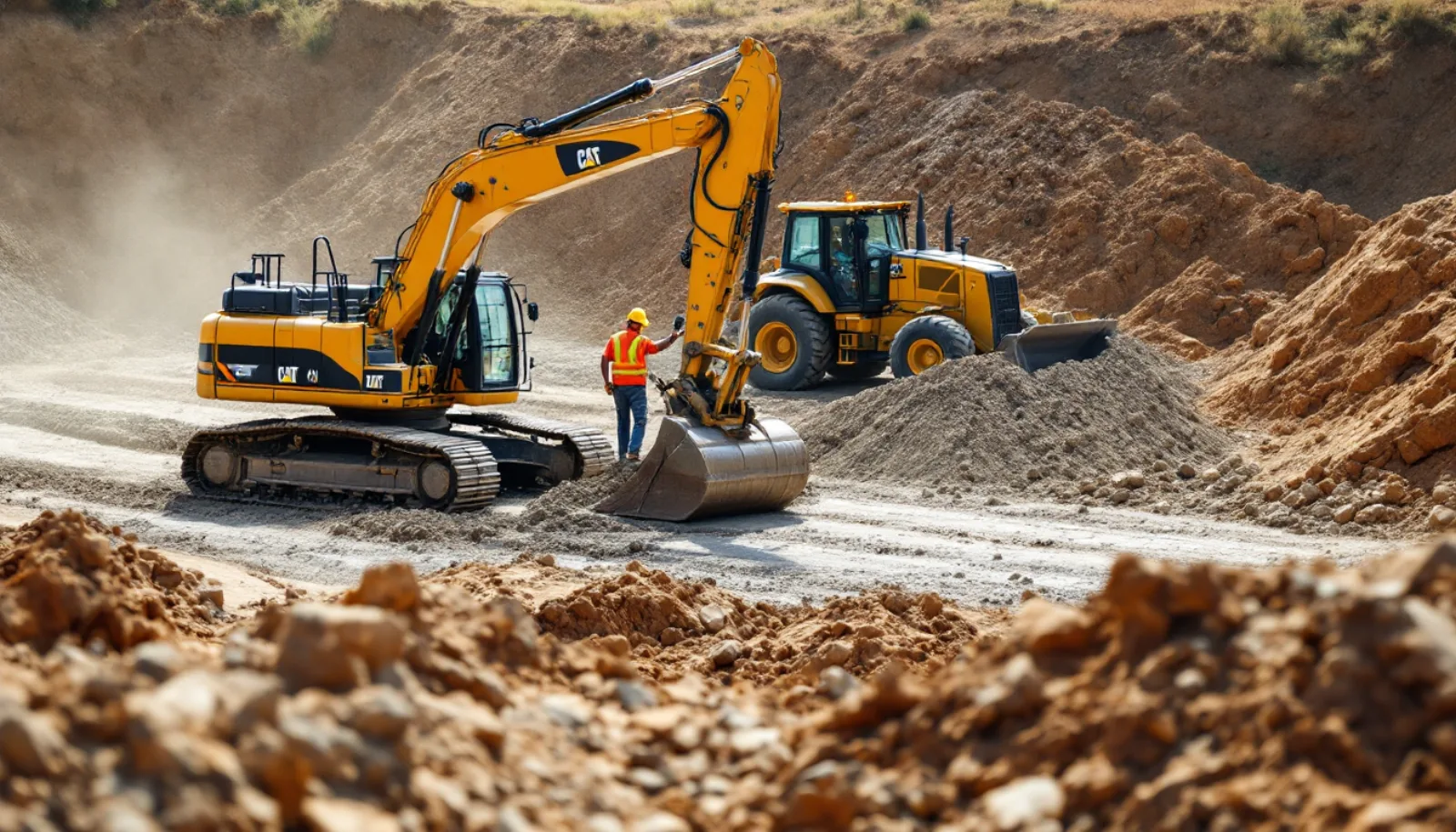 Heavy-civil excavation equipment on a highway project