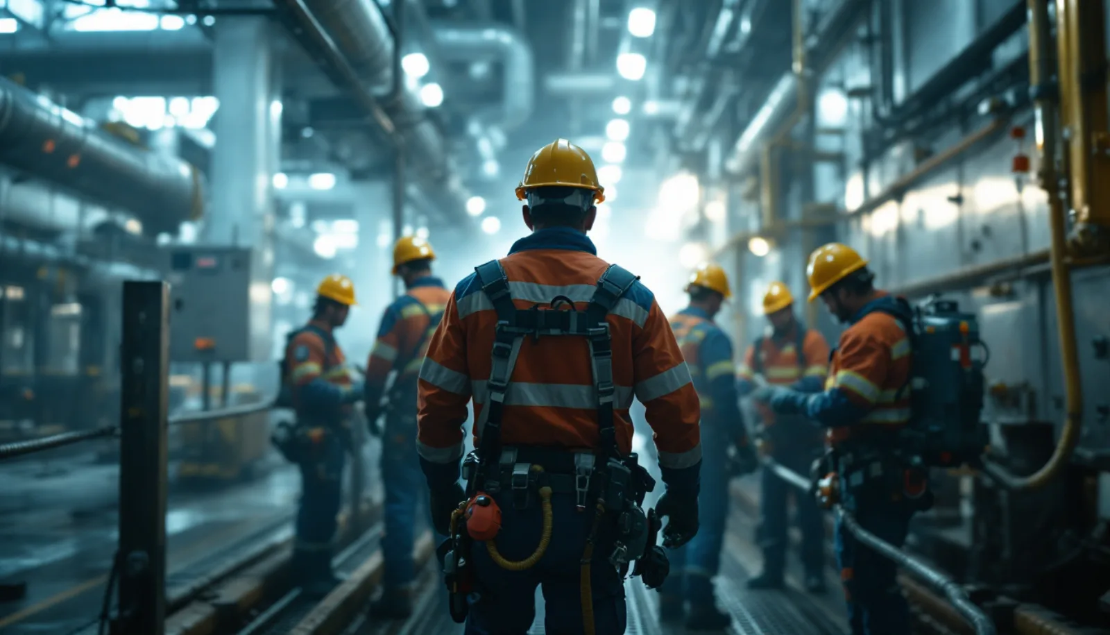 Industrial scaffolding and access work on a refinery