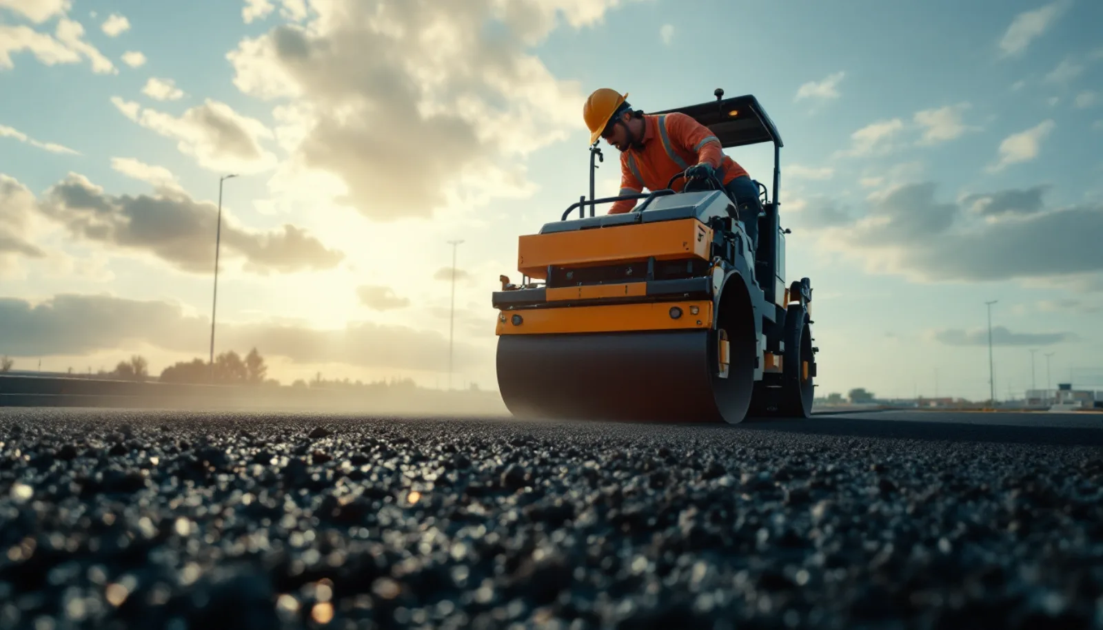 Milling machine and paving crew on a highway project