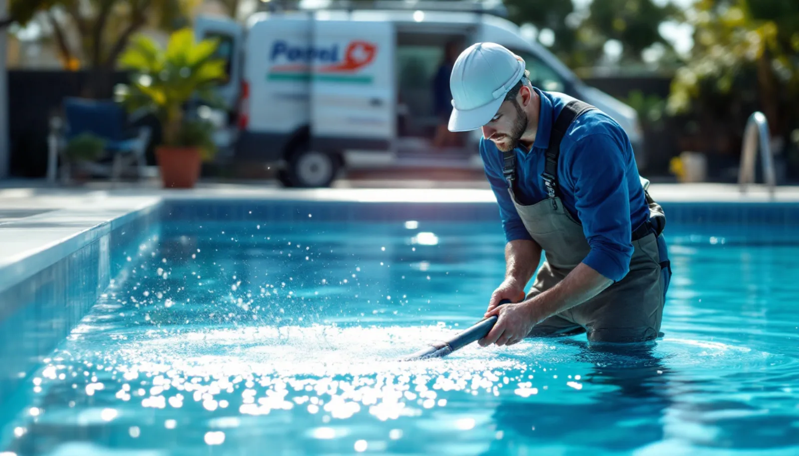 Pool service truck with chemical supplies