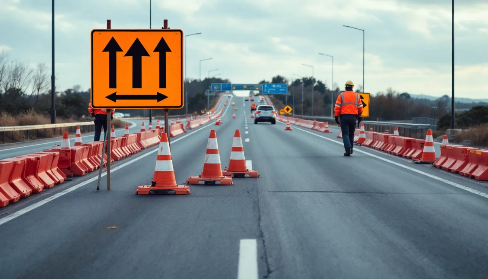 Variable message sign deployed on shoulder