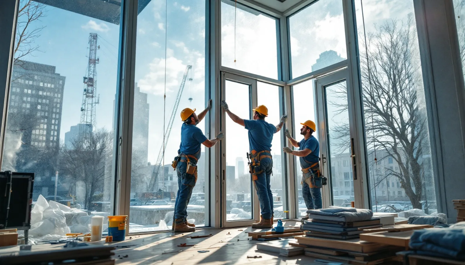 Window installer measuring frame opening