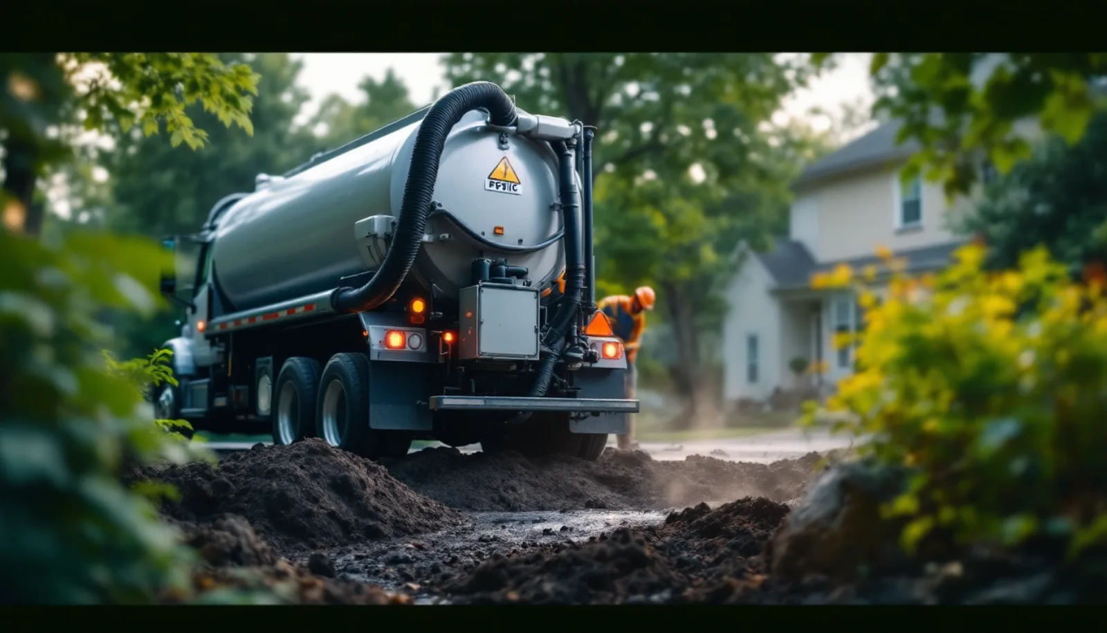 Conventional septic system installation in progress