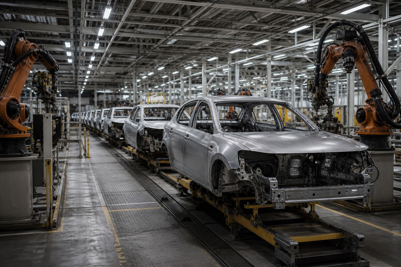 Automotive assembly hall illustrating automotive industry M&A between OEMs