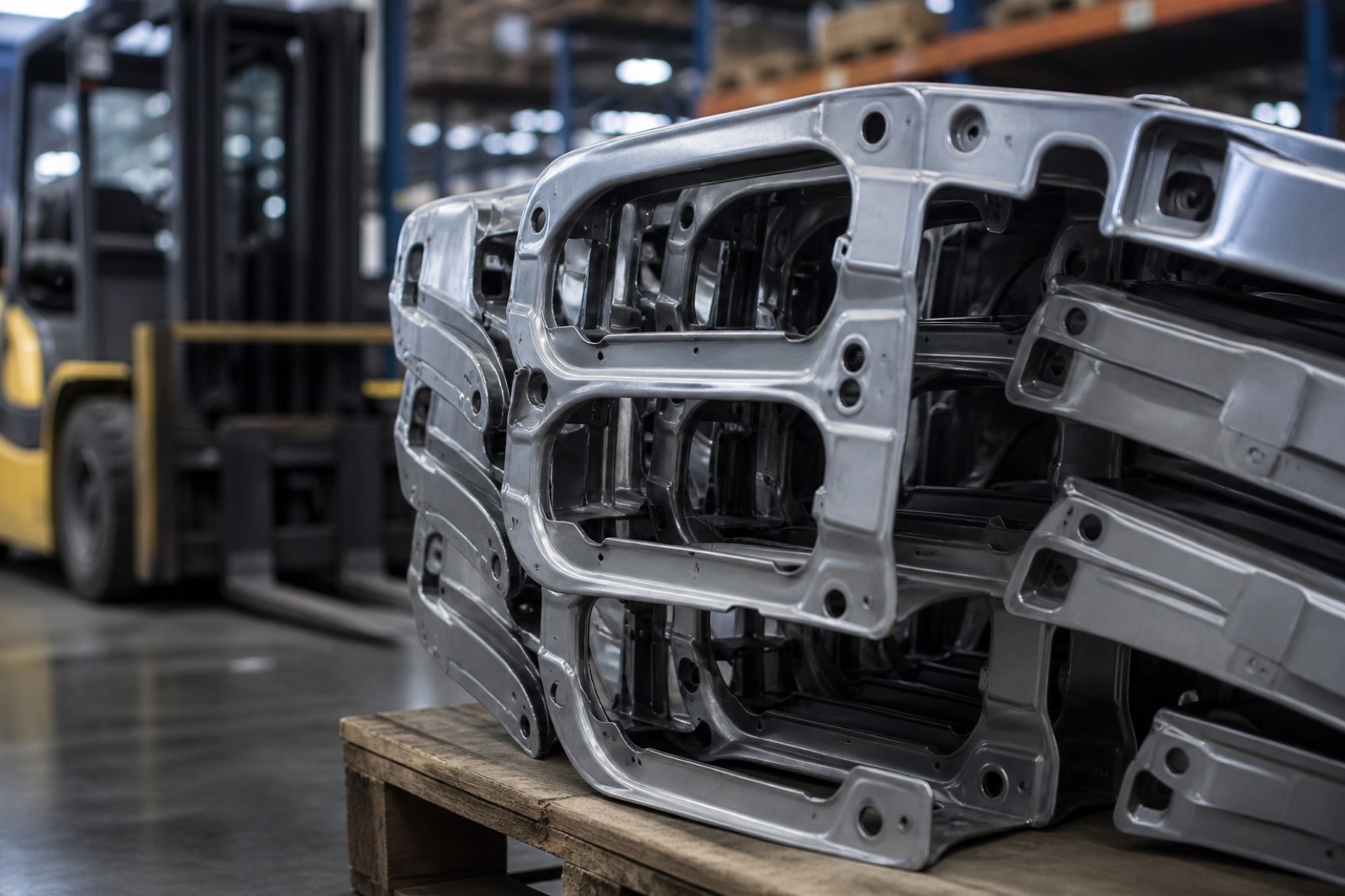 Stamped auto parts in a supplier plant used in an automotive industry M&A example