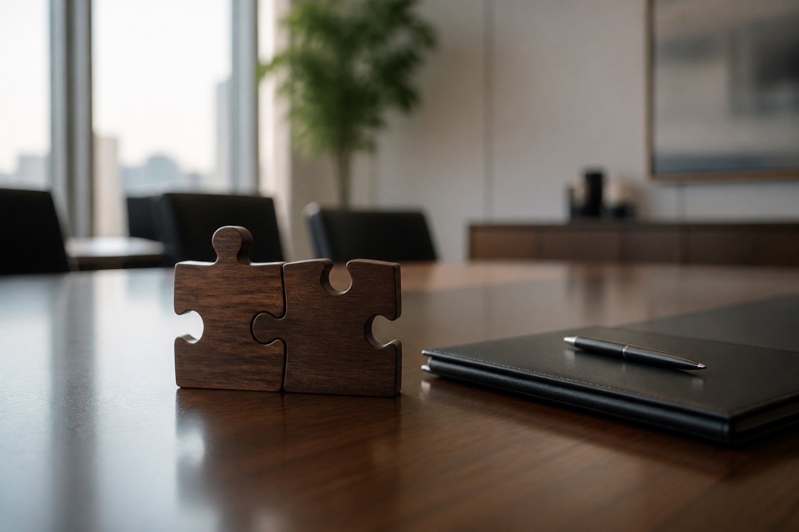 Fitted wooden blocks on a table, illustrating what a bolt on acquisition means
