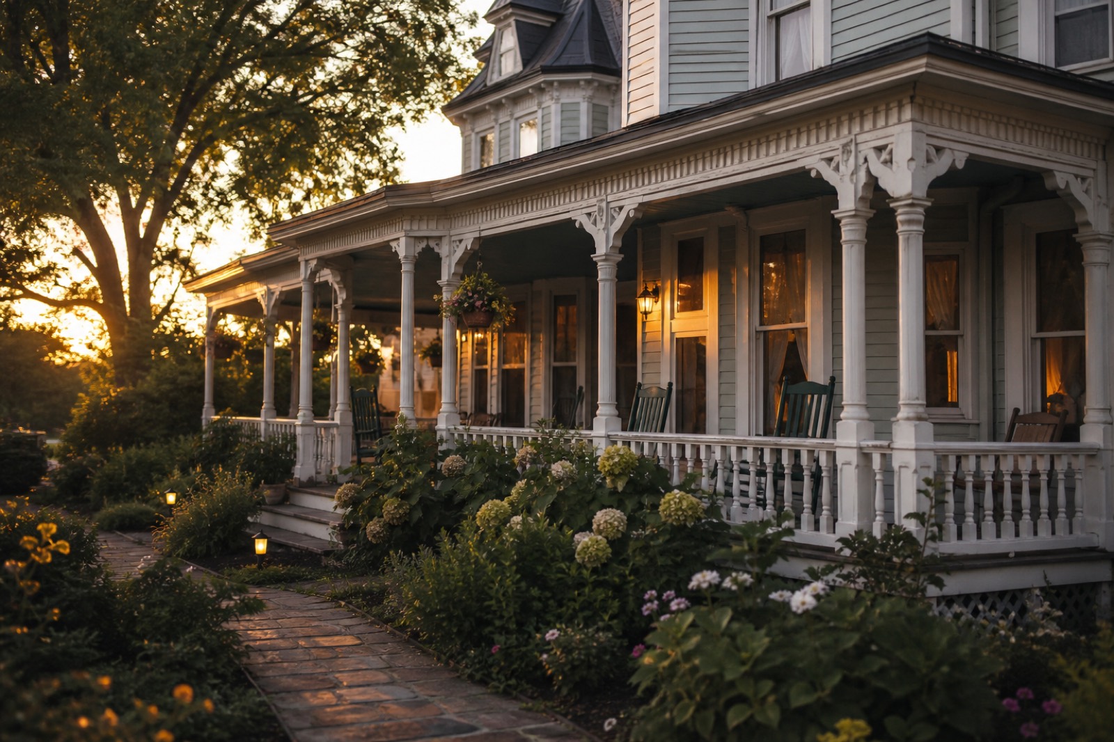 Victorian inn with porch, the kind of property when you buy a bed and breakfast