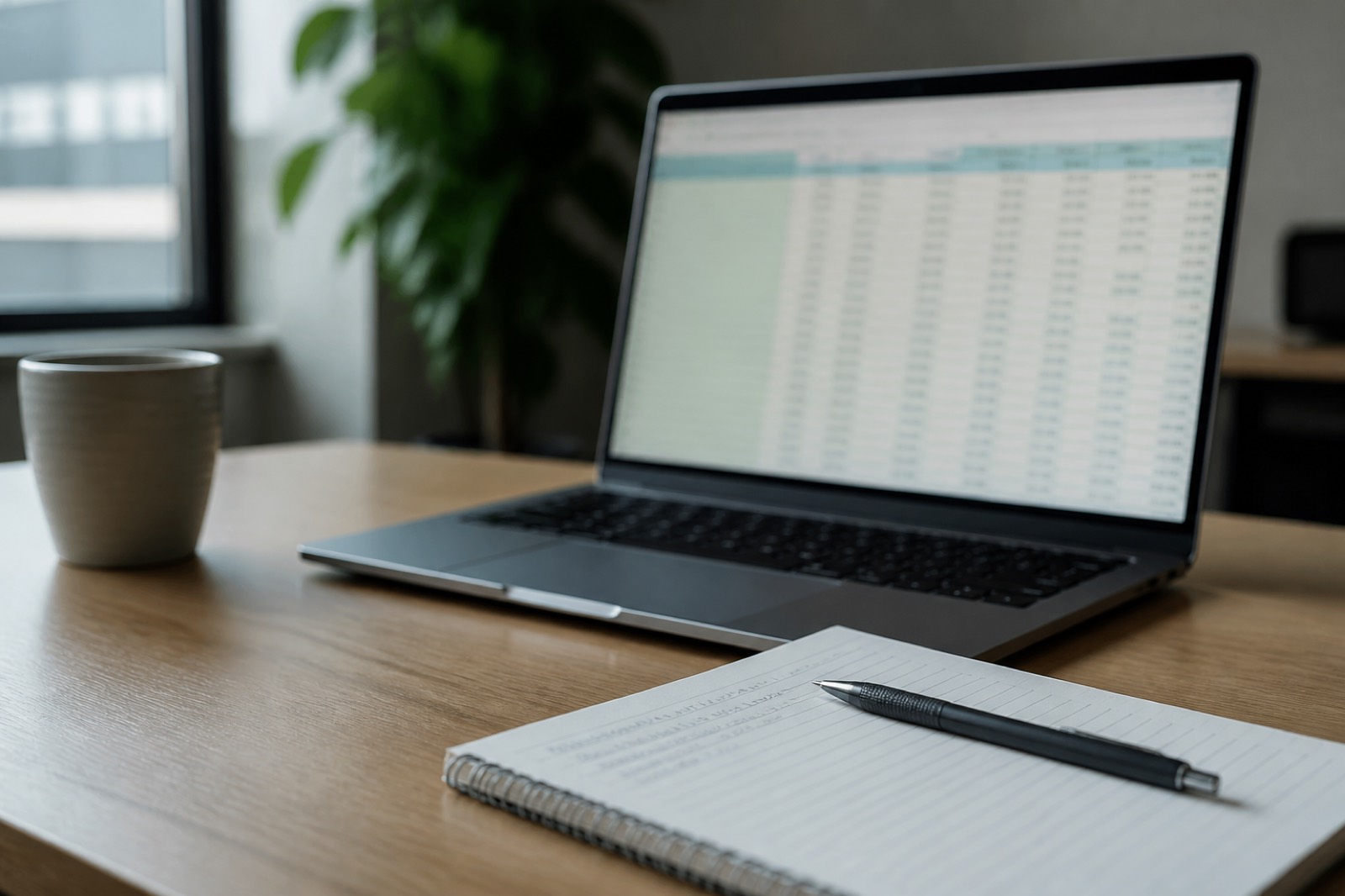Laptop spreadsheet setup for building a cost of acquisition calculator