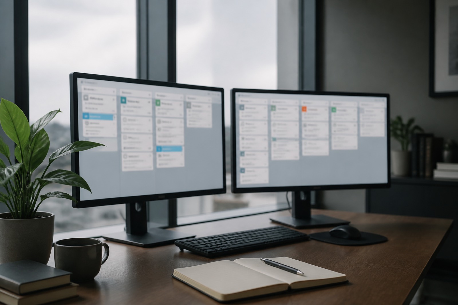 Deal flow pipeline on monitors in a buyer's office