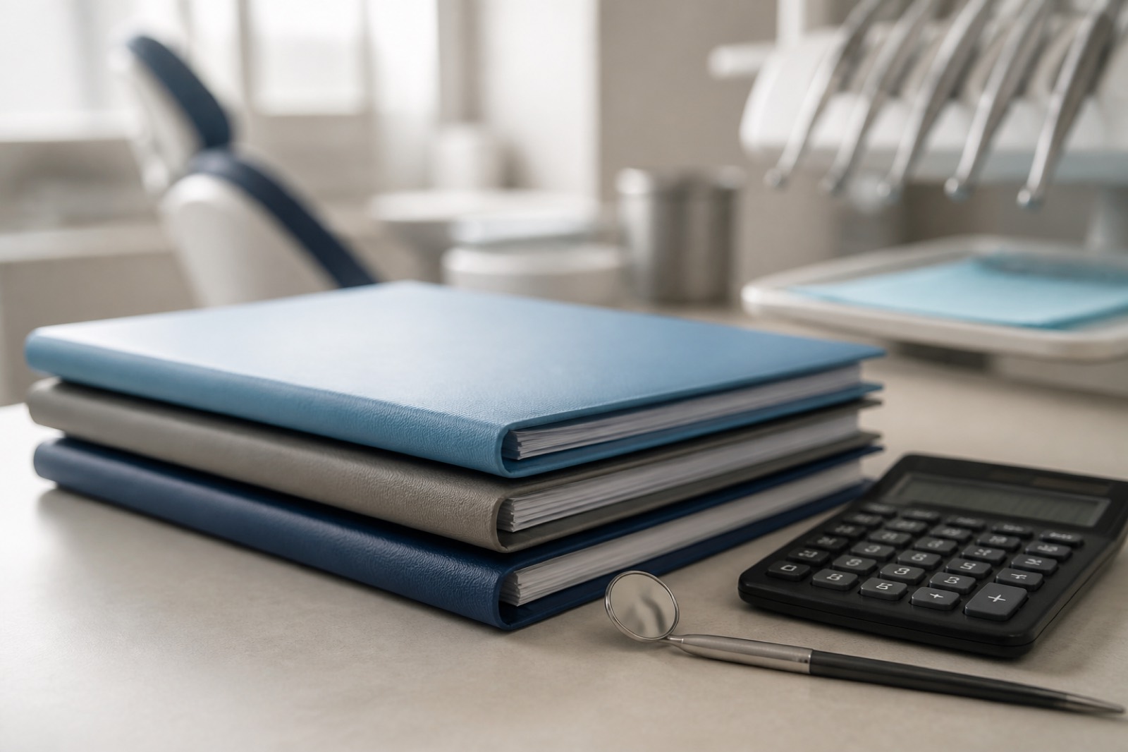 Deal folders on a dental desk showing how much your dental practice is worth
