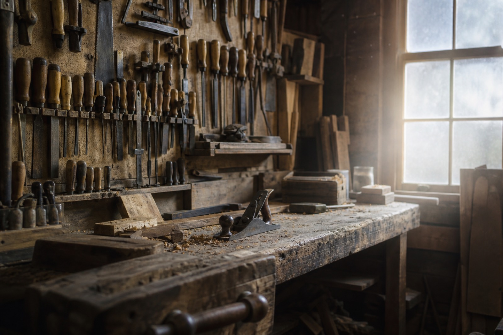 Family-owned workshop with tools passed down through generations