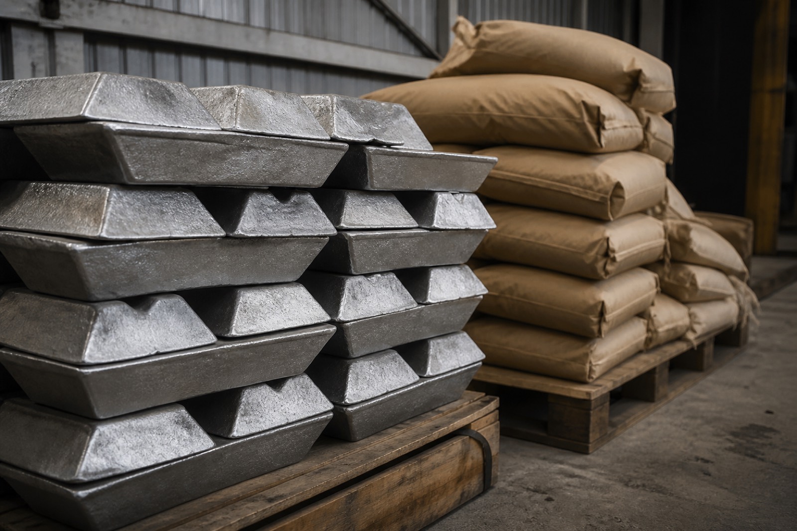 Metal ingots and sand inventory, working capital in a foundry for sale