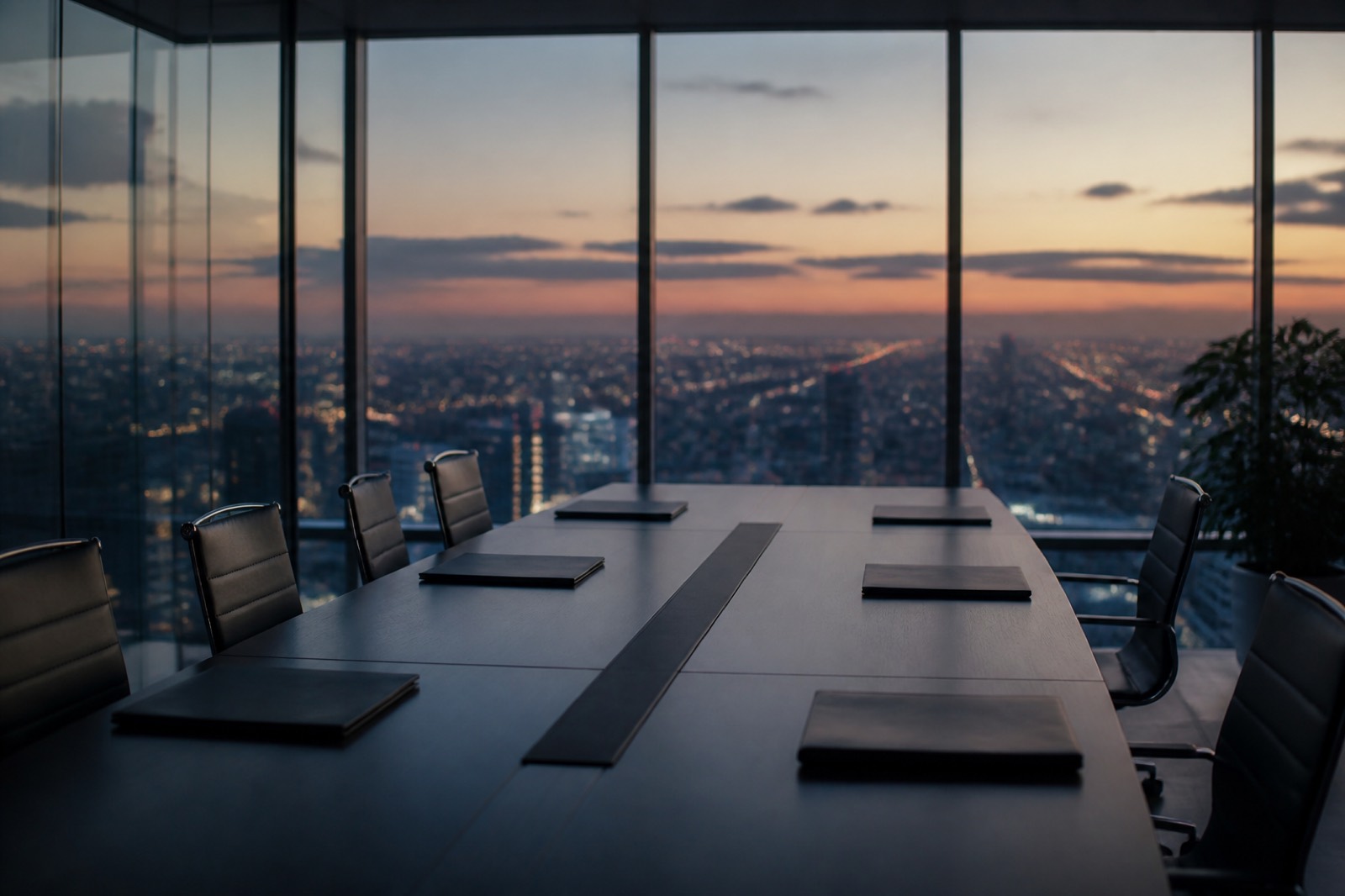 High rise conference room overlooking a city where an M&A advisor meets sellers