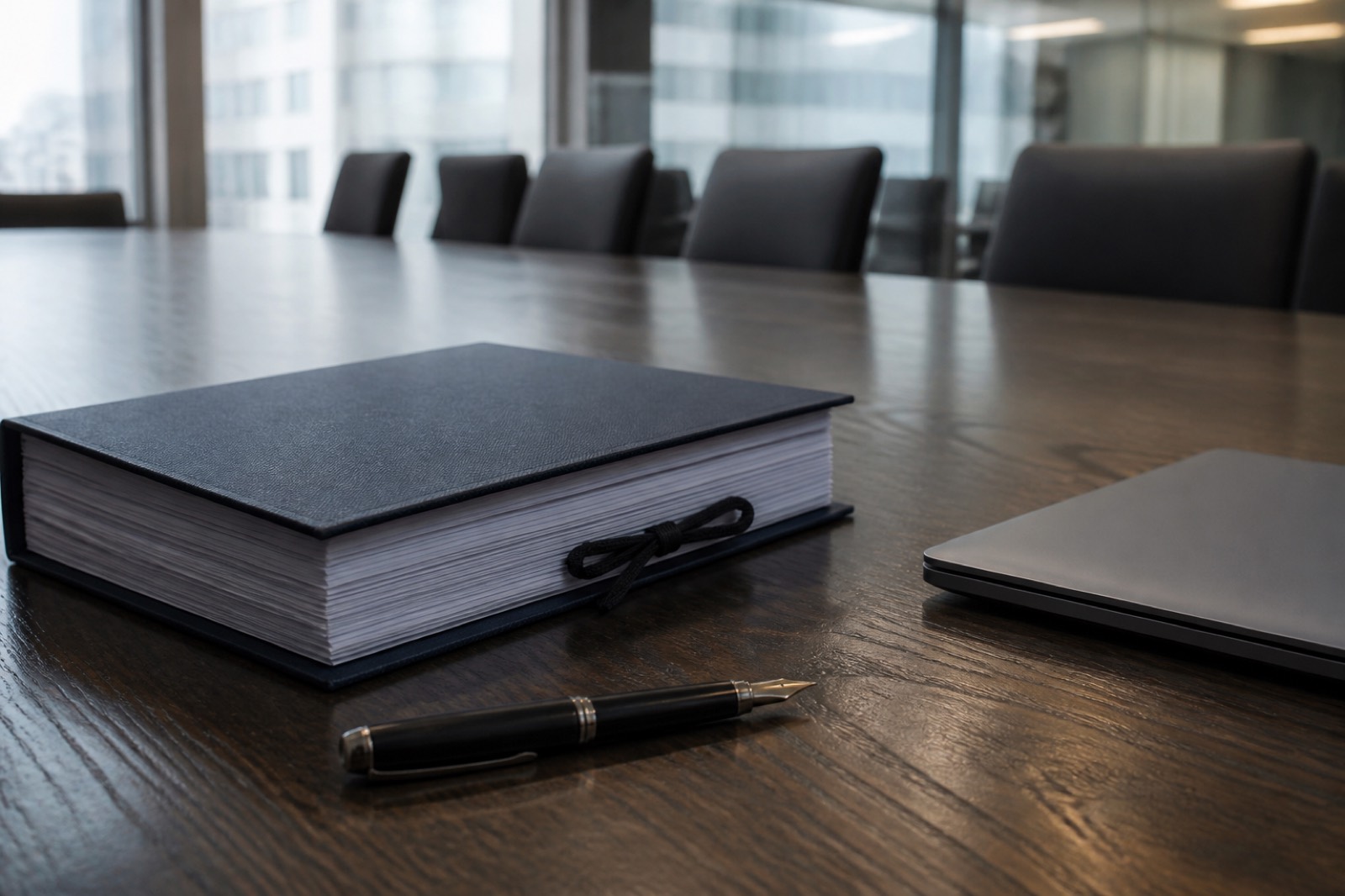 Fund documents on a boardroom table, showing how lower middle market private equity funds are structured