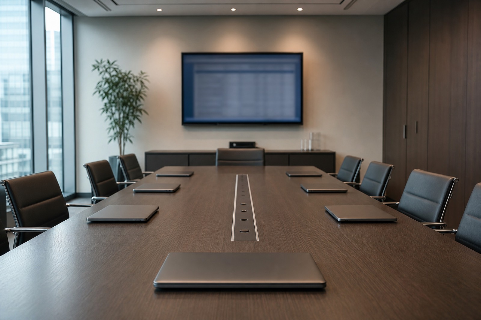 Deal team room with laptops where CRM buying decisions are made