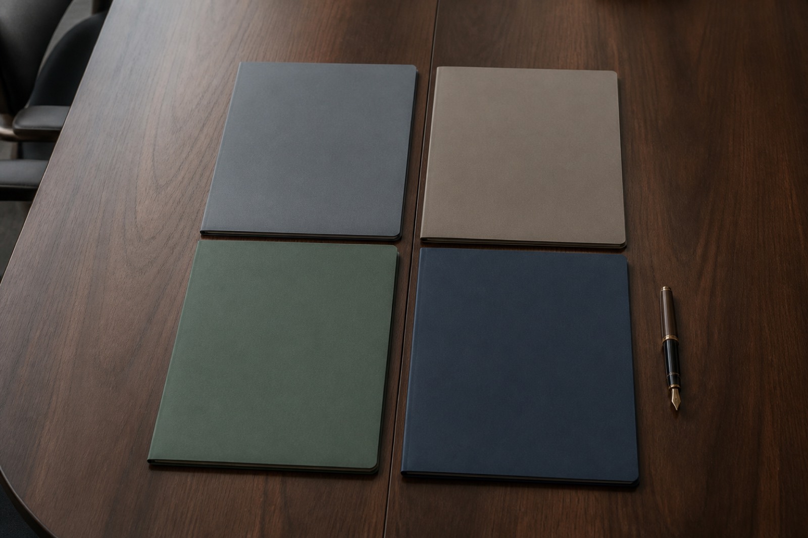 Four document folders on a table representing different M&A deal structures
