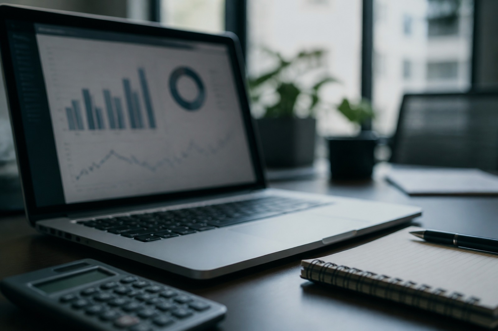 Laptop with abstract charts for estimating managed service provider valuation multiples