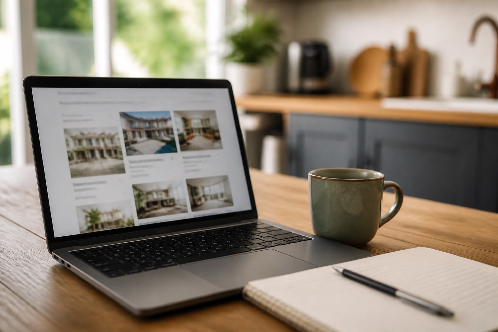 Laptop browsing listings for the online acquisition of a business