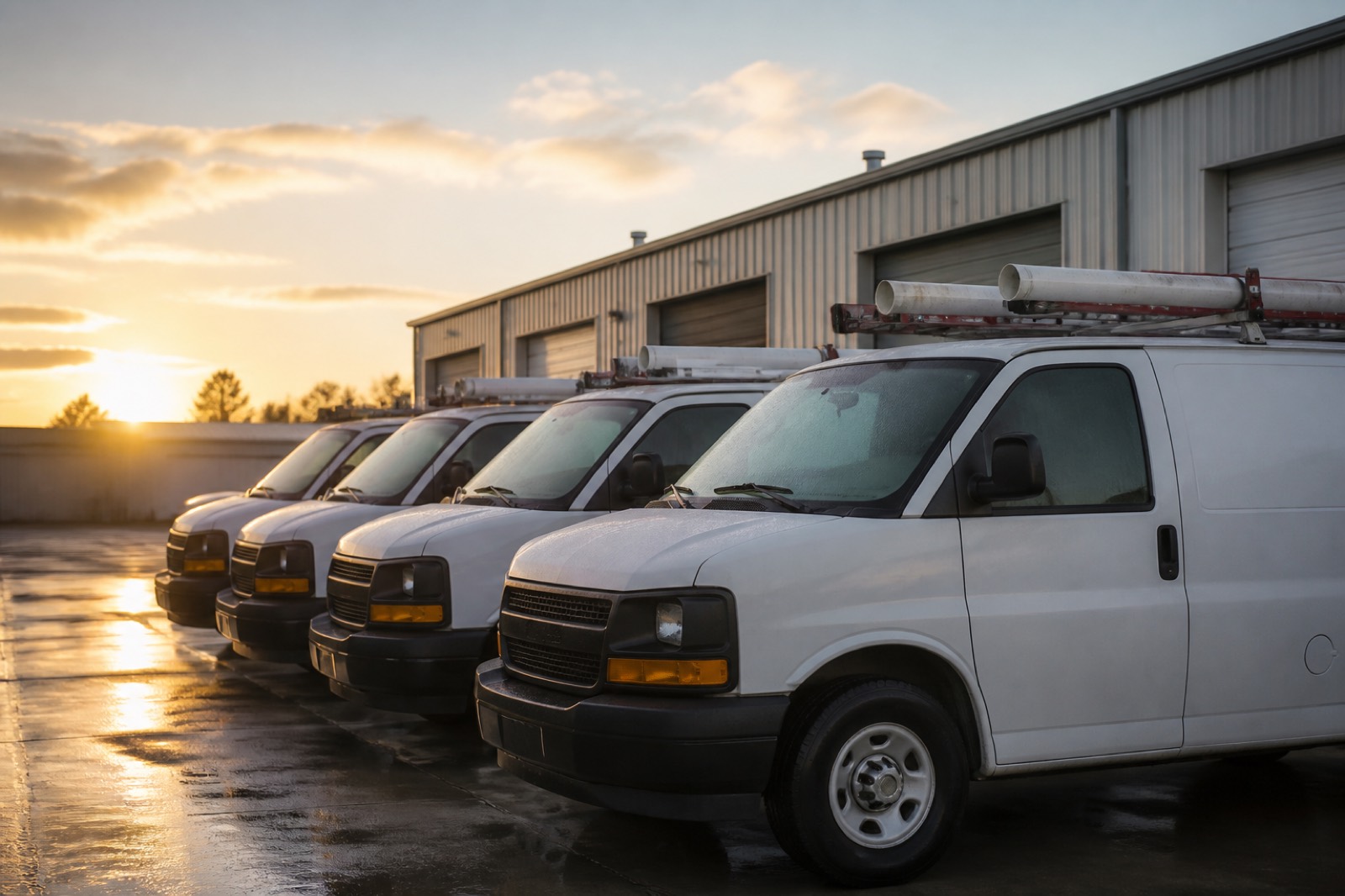 Plumbing service van fleet, part of what drives plumbing contractor worth to buyers