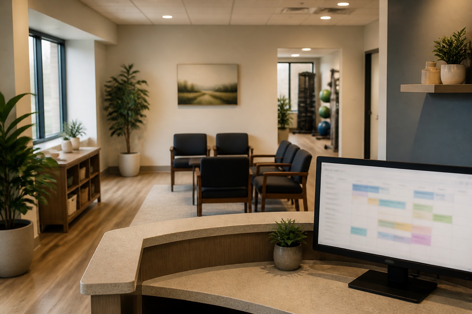 Front desk of a physical therapy practice