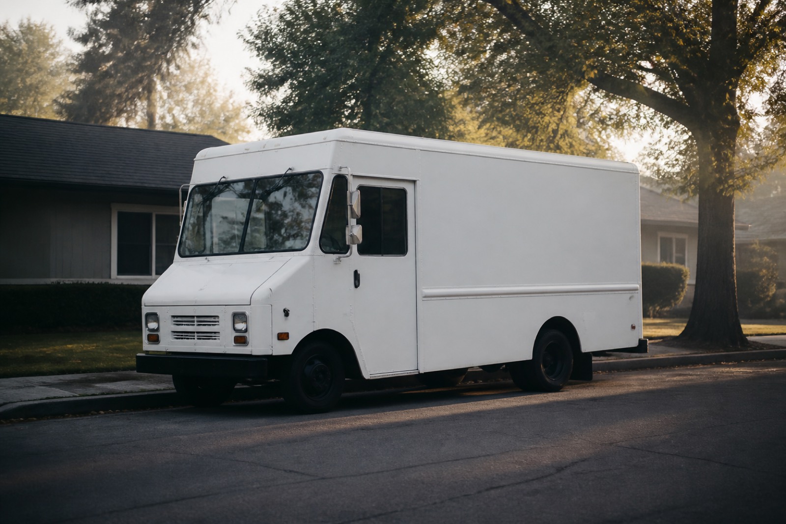 Step van on a residential street, a typical asset when buying an established route