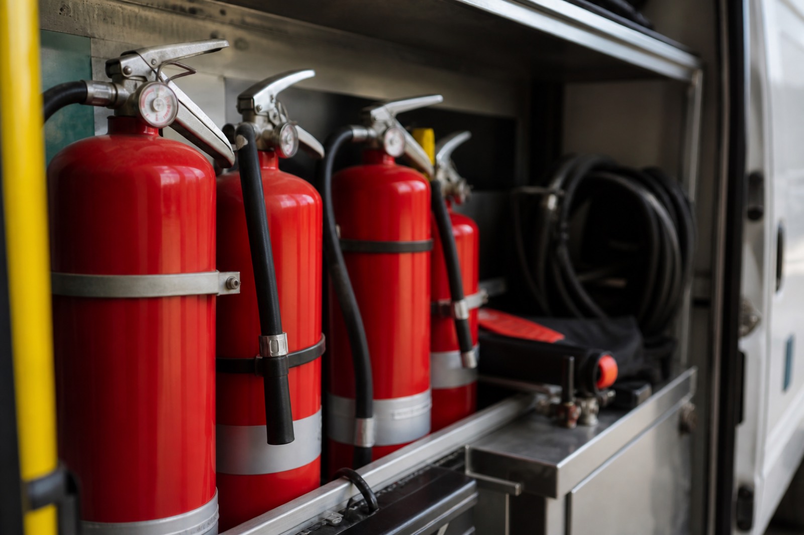 Extinguishers in a service van, contracts reviewed in a fire protection company for sale