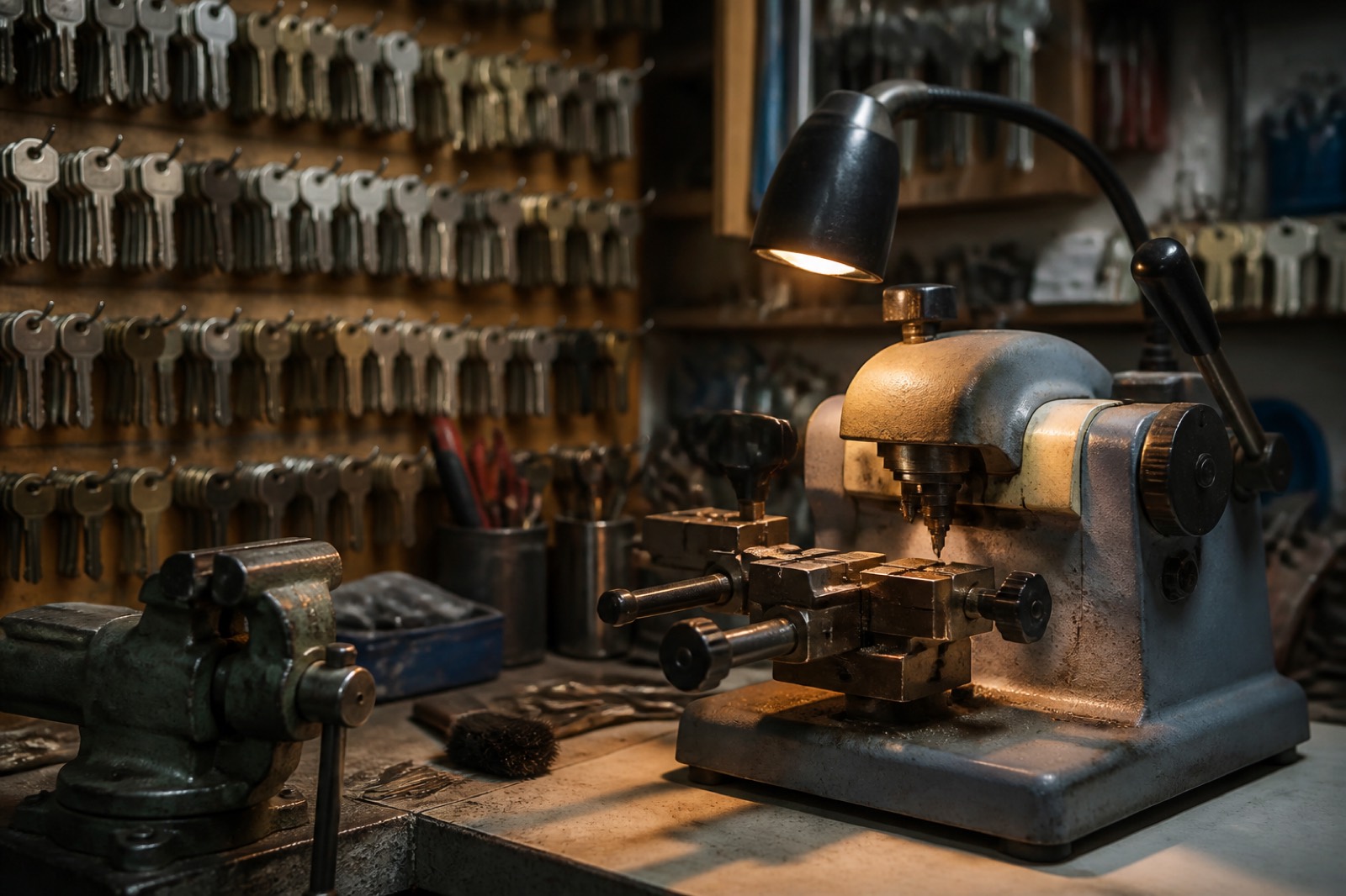 Key cutting bench, part of the assets when you sell a locksmith business
