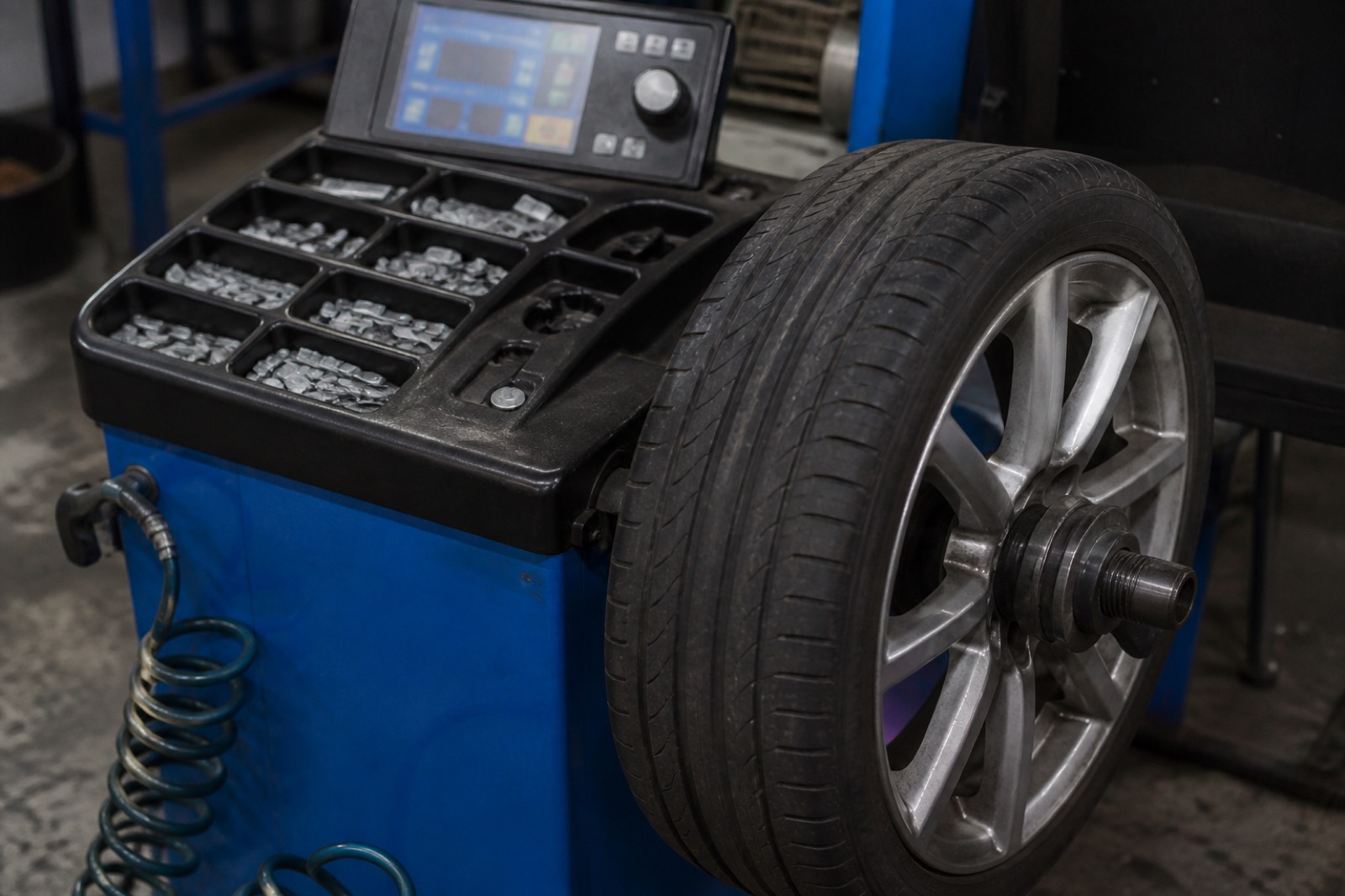Wheel balancing machine that helps set the price to sell my tire shop