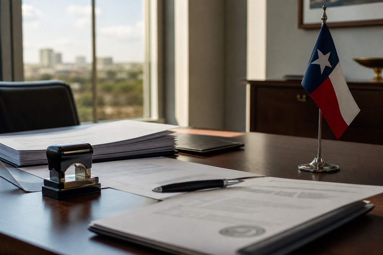Closing paperwork for a business sale in Texas
